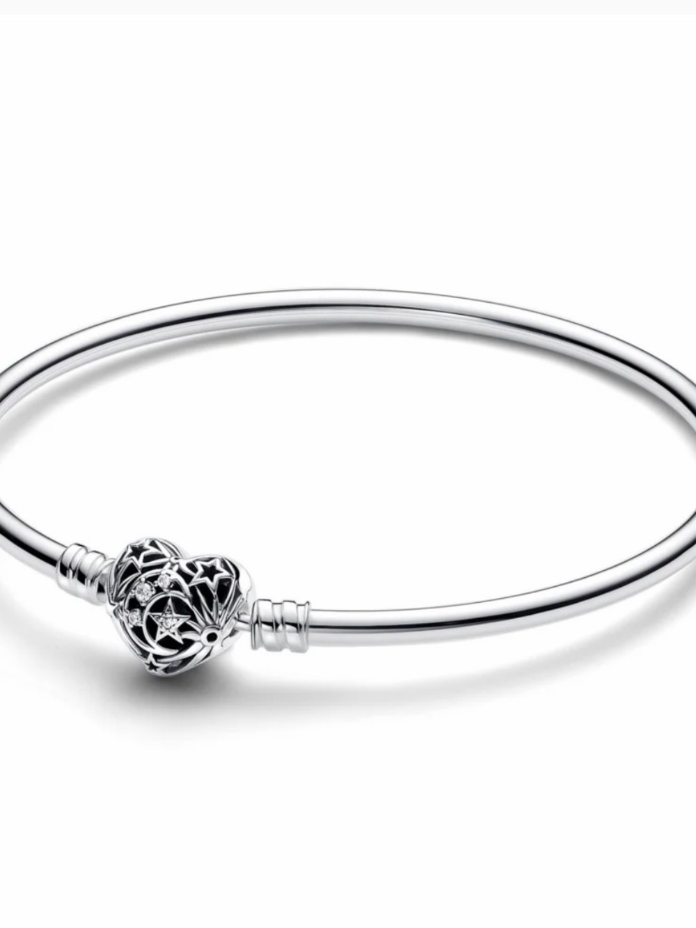 Celestial Heart Clasp Bangle Pandora Bracelet 6.7inches
